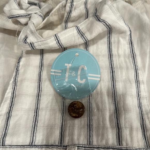 💕SOLD💕NWT Tea and Cup gauze striped overalls - Picture 7 of 7